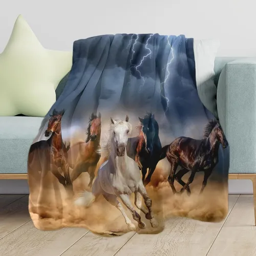 Galloping Horses Plush Blanket