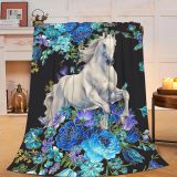 Blossoms Horse Print Plush Blanket