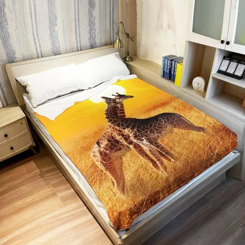 African Giraffe Plush Blanket