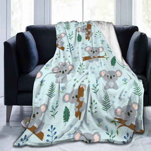 Kids Cartoon Koala Print Blanket