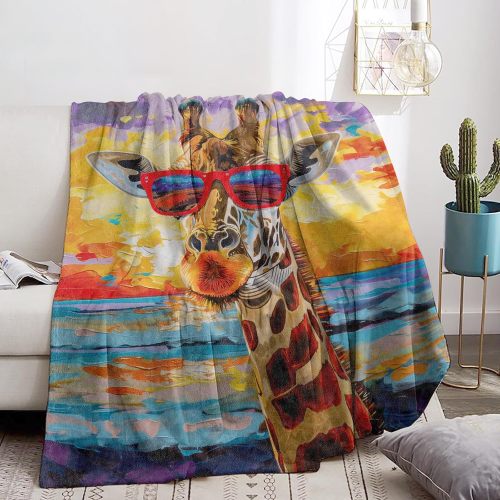 Sunglass Giraffe Plush Blanket