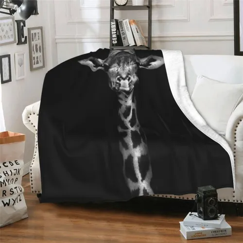 Black Giraffe Plush Blanket