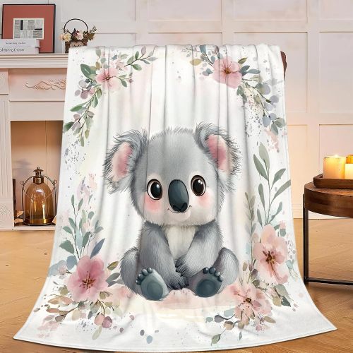 Floral Koala Fleece Blanket