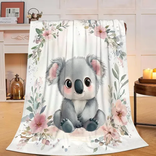 Floral Koala Fleece Blanket