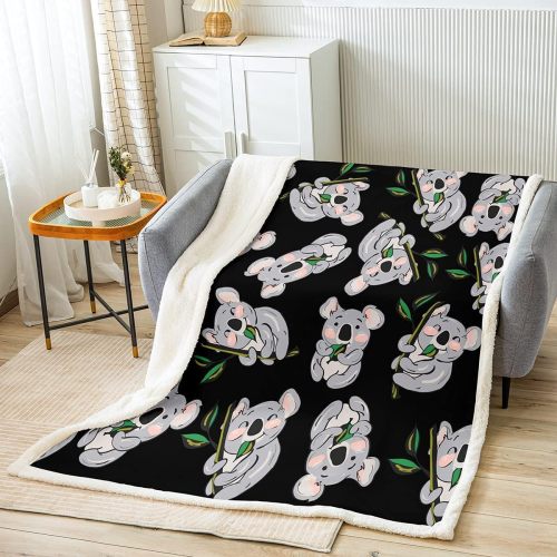 Cartoon Koala Pattern Flannel Blanket