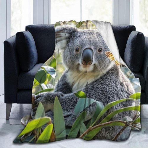 Wildlife Koala Butterfly Print Blanket