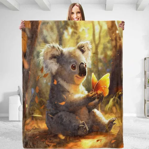 Butterfly Koala Print Blanket