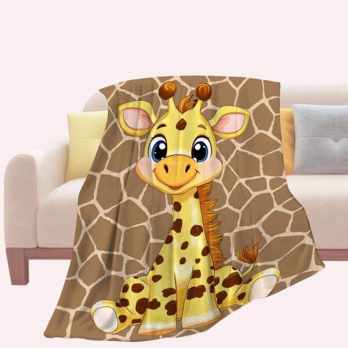 Cartoon Giraffe Cozy Plush Blanket