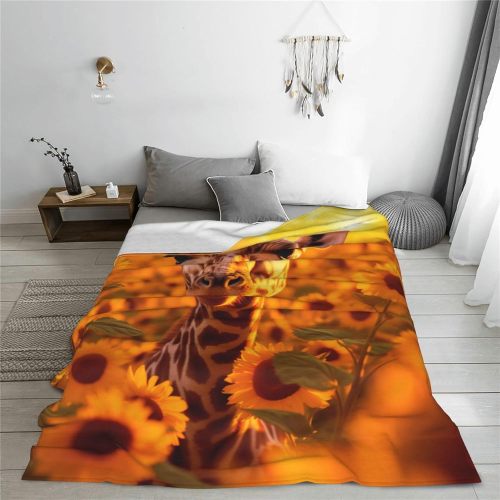 Sunflower Giraffe Plush Blanket