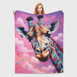 Colorful Giraffe Plush Blanket