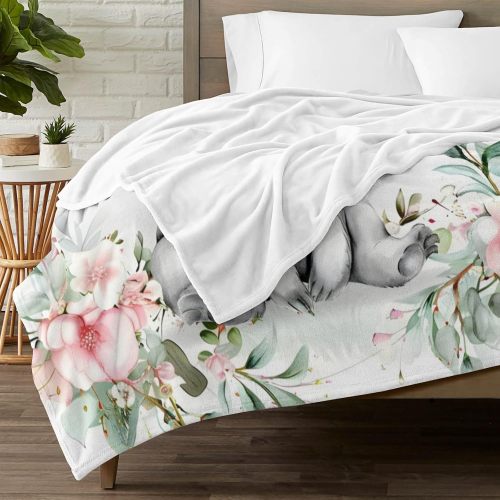 Floral Koala Print Throw Blanket