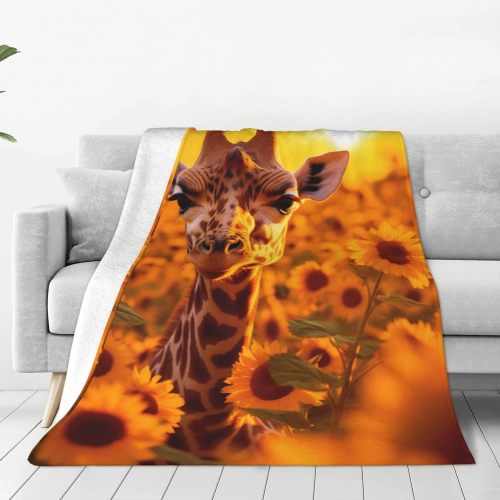 Sunflower Giraffe Plush Blanket