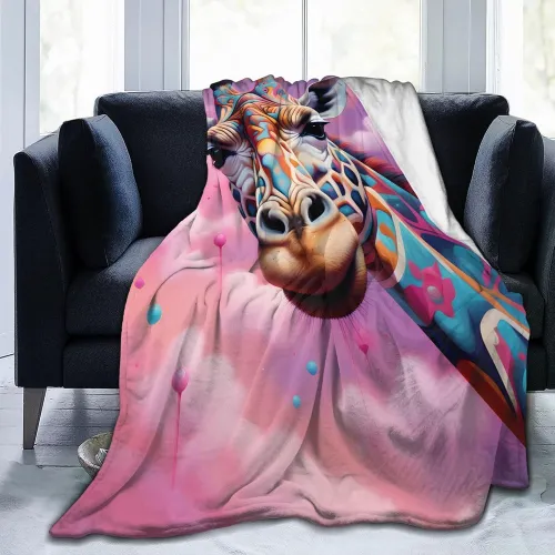 Colorful Giraffe Plush Blanket