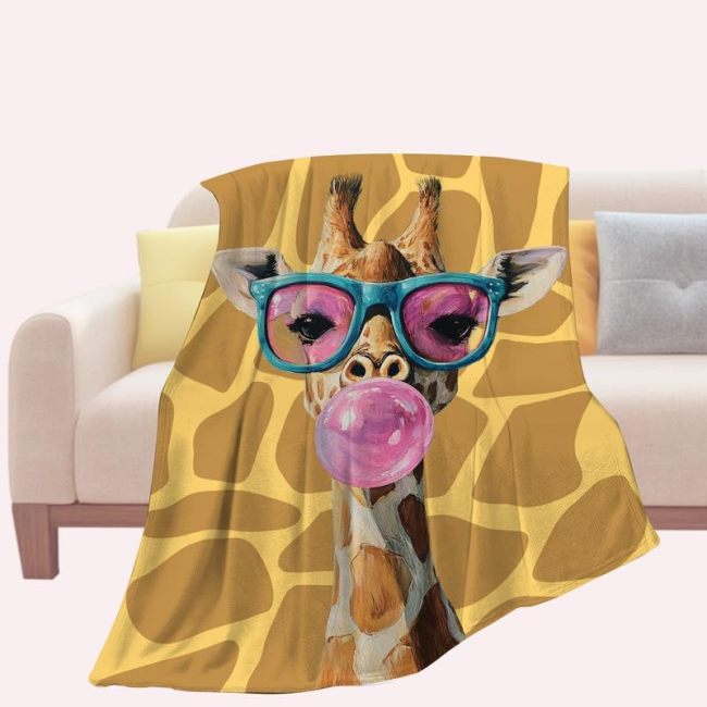 Funny Giraffe Plush Blanket