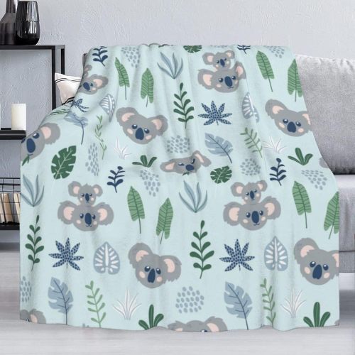 Cartoon Koala Pattern Fleece Blanket
