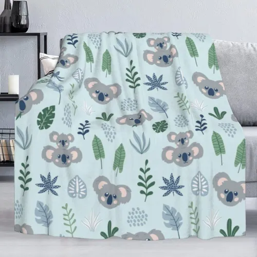 Cartoon Koala Pattern Fleece Blanket