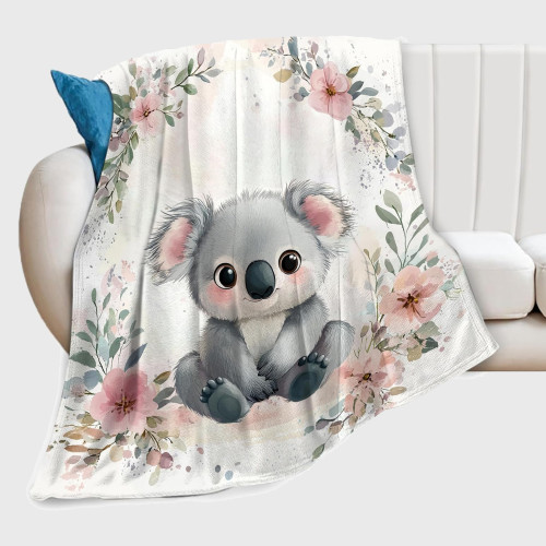 Floral Koala Fleece Blanket