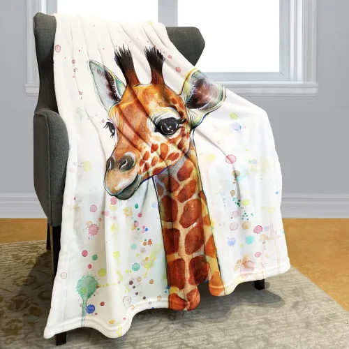 Bedroom Cartoon Giraffe Print Blanket