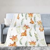 Cute Kids Cartoon Giraffe Plush Blanket