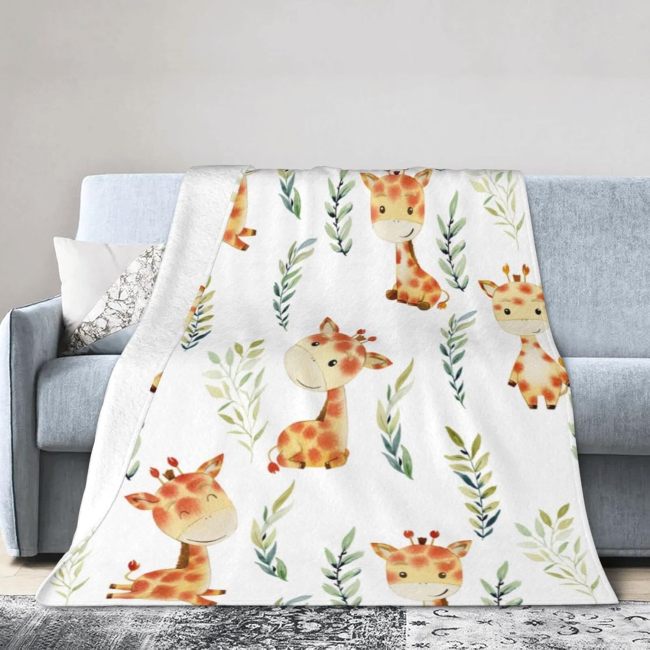 Cute Kids Cartoon Giraffe Plush Blanket