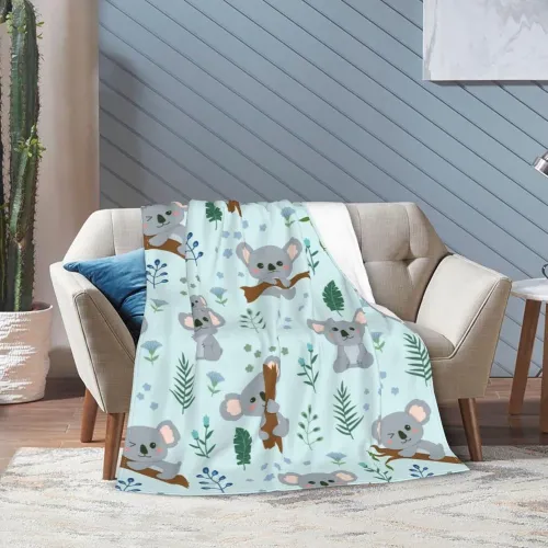 Kids Cartoon Koala Print Blanket