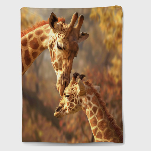 Mom Baby Giraffe Plush Blanket