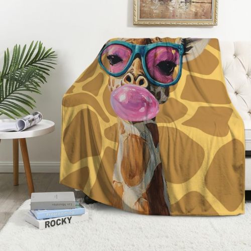 Funny Giraffe Plush Blanket