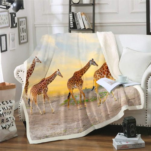 Wildlife Giraffes Print Blanket