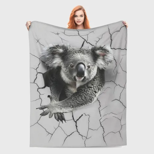 Cozy Koala Print Throw Blanket