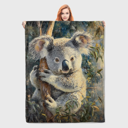 Animal Koala Print Fleece Blanket