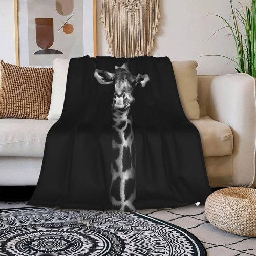 Black Giraffe Plush Blanket