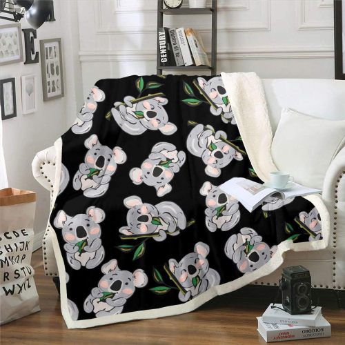 Cartoon Koala Pattern Flannel Blanket