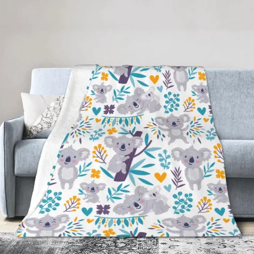 Teens Koala Leaves Print Blanket