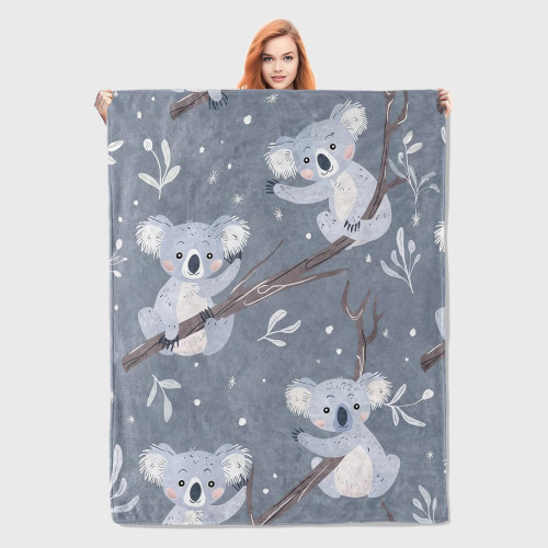 Koala Bear Flannel Throw Blanket