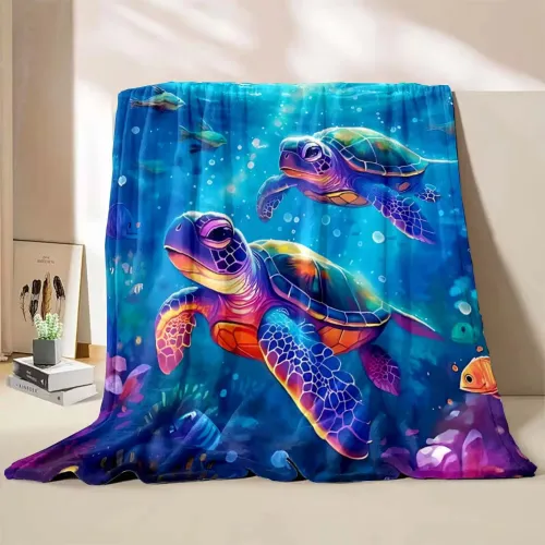 Sea Turtles Print Flannel Blanket