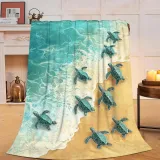 Beach Sea Turtles Print Flannel Blanket