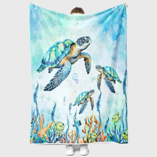 Couch Turtles Print Blanket