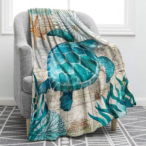 Sea Turtle Print Throw Blanket