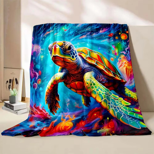 Colorful Turtle Print Throw Blanket