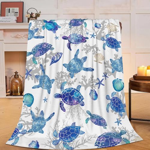 Cartoon Turtles Print Flannel Blanket