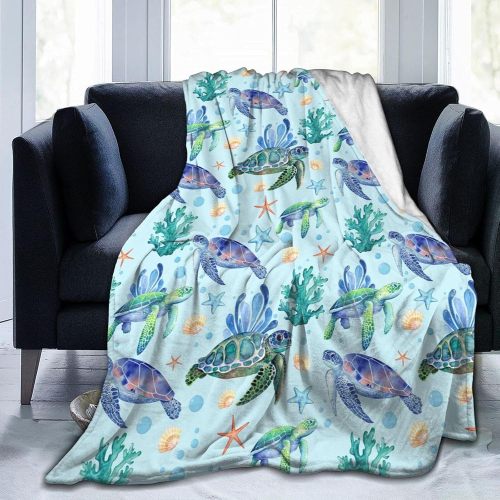 Boys Girls Sea Turtles Print Throw Blanket