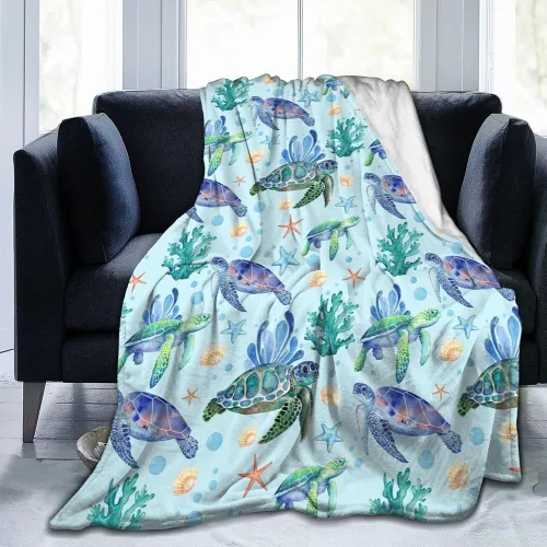 Boys Girls Sea Turtles Print Throw Blanket