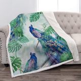 Peacock Leaves Fleece Blanket