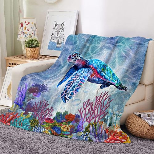 Blue Sea Turtles Pattern Blanket