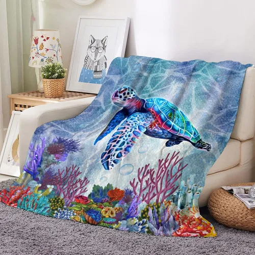 Blue Sea Turtles Pattern Blanket