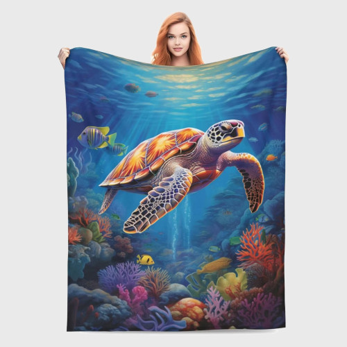 Ocean Themed Sea Turtle Soft Blanket