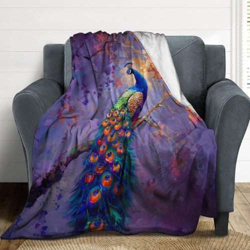 Purple Peacock Tree Soft Blanket