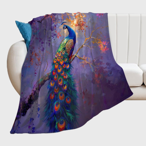 Purple Peacock Tree Soft Blanket