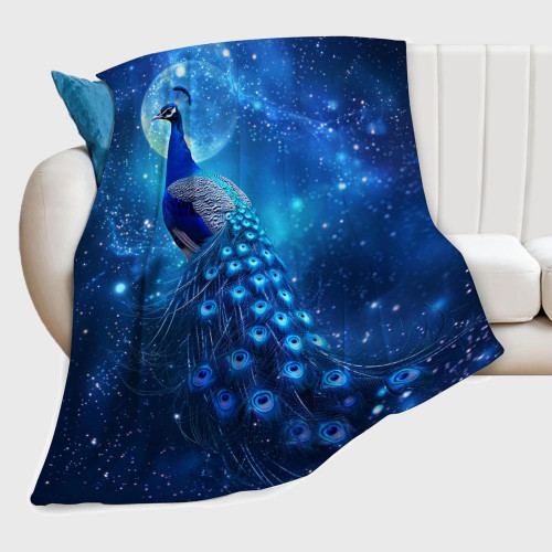 Galaxy Peacock Print Blanket