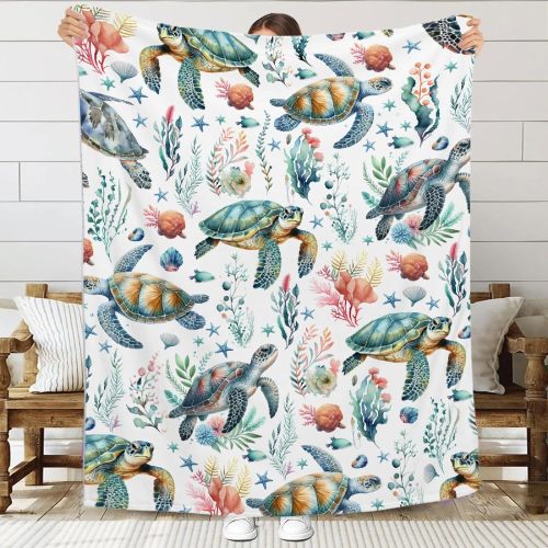 Cartoon Sea Turtles Pattern Blanket